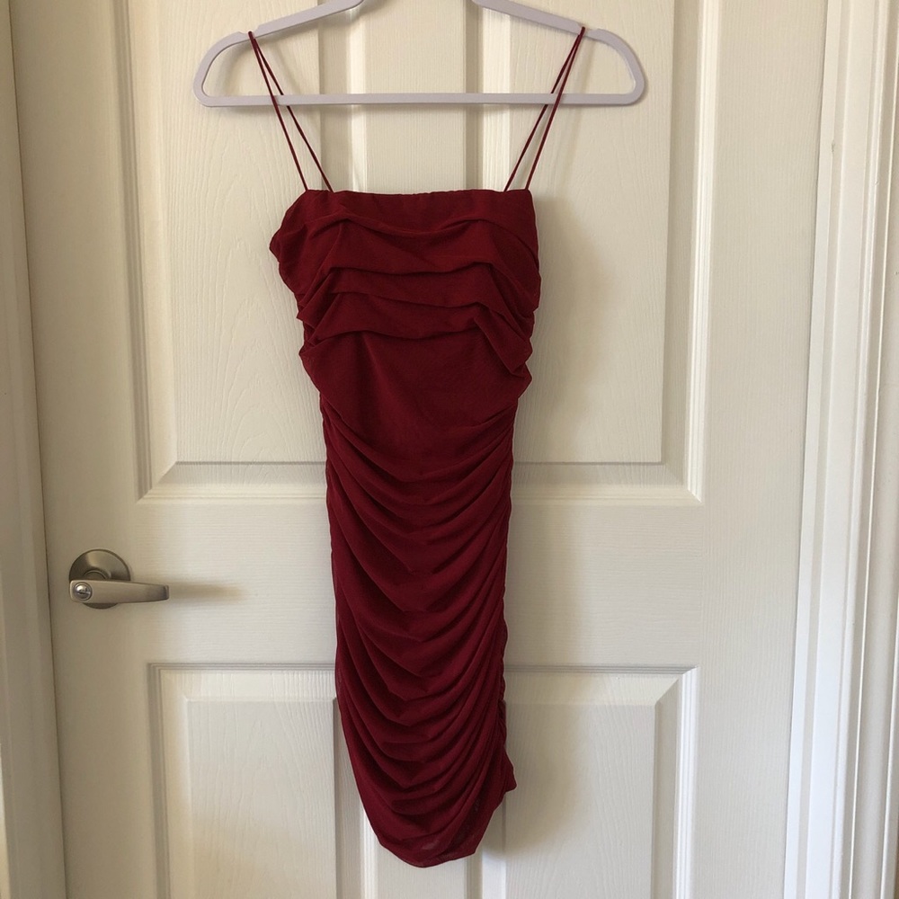 Red Rutched Bodycon Dress